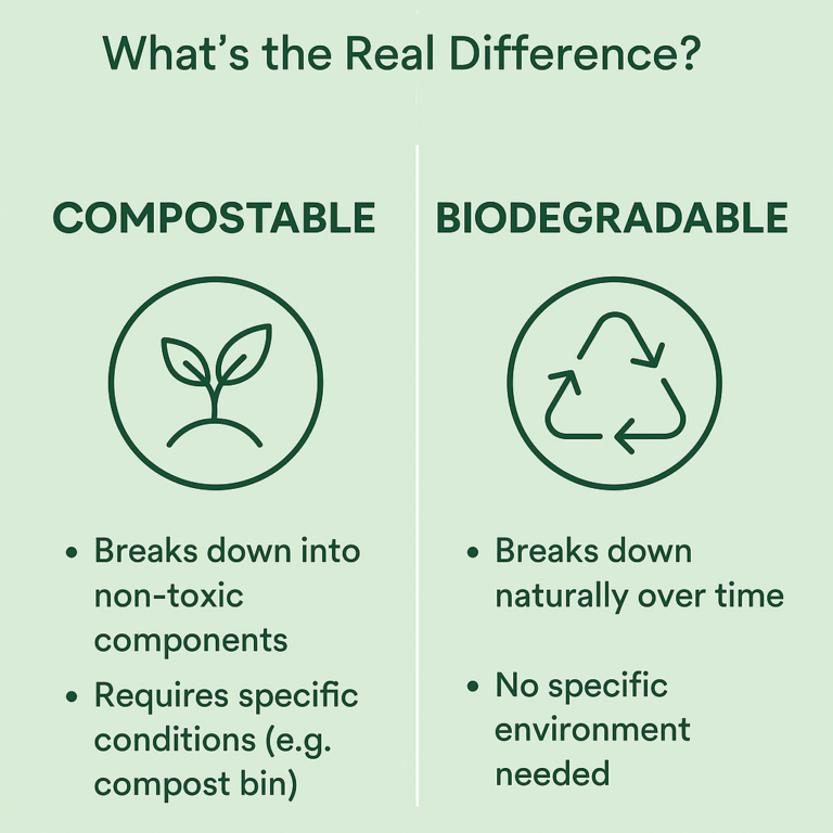 🔍 Compostable vs. Biodegradable: What’s the Real Difference?