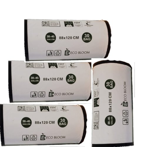 120 Compostable Garbage Bags – 88 × 120 cm – Black – 4 Rolls